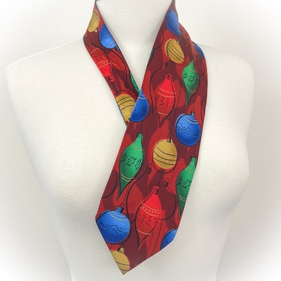 💕Beautiful Christmas Ornaments Jerry Garcia Mens Silk Tie💕 - Picture 7 of 13